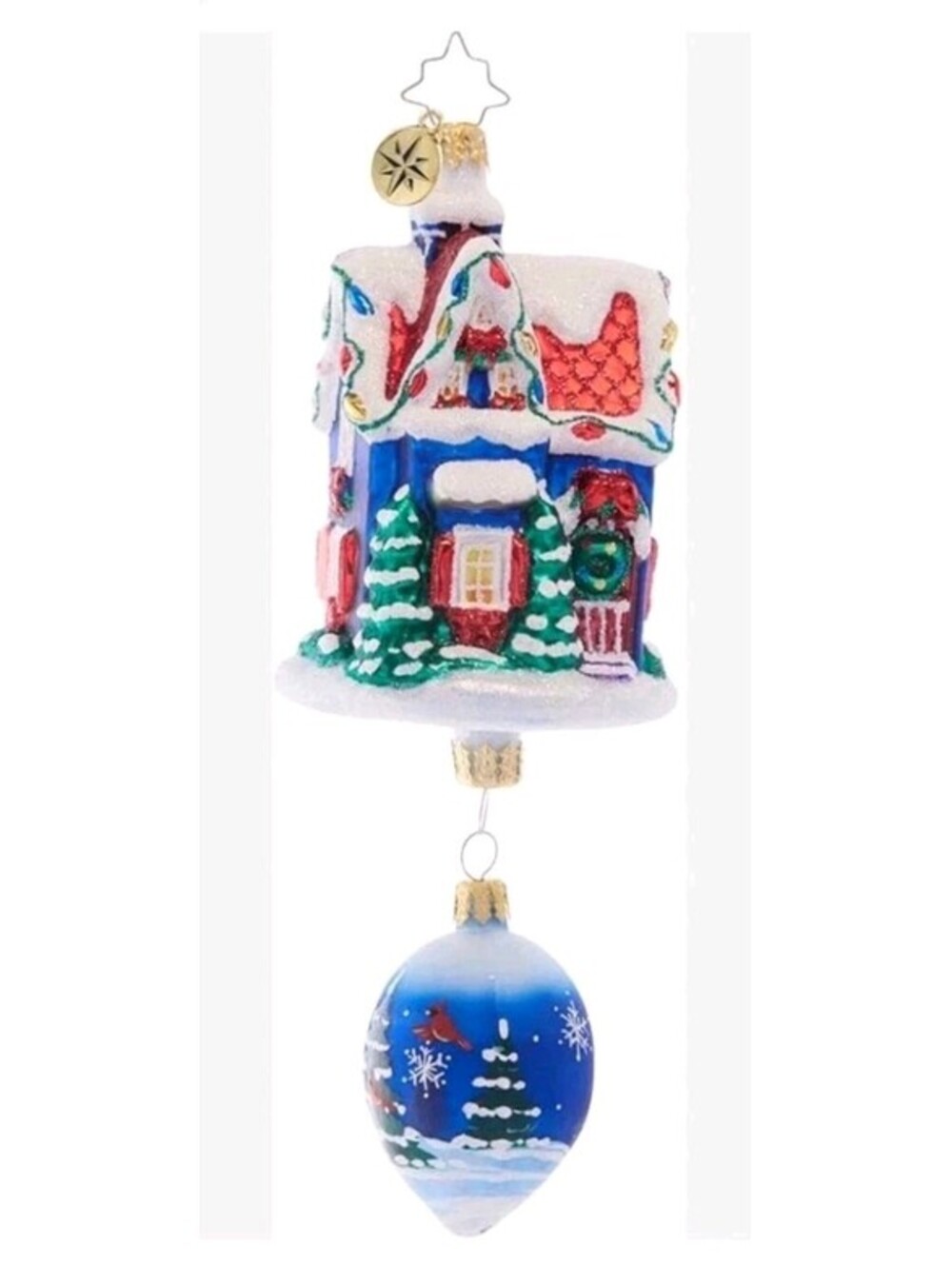 Christopher Radko Snowtop Cottage Handpainted Ornament NEW w/tag, Retail $120